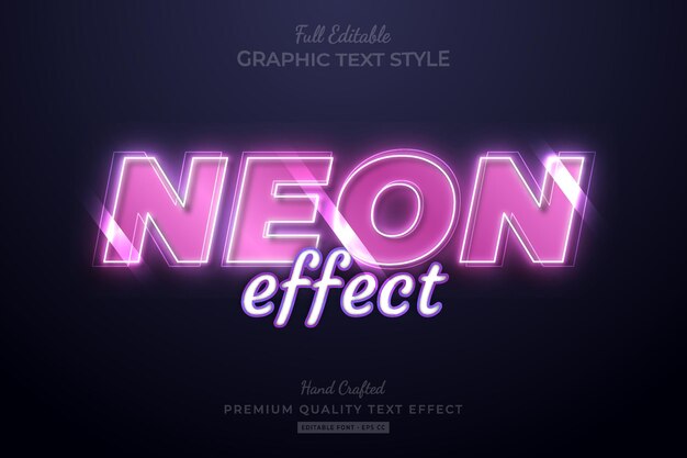 neon effect pink editable premium text effect font style