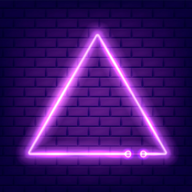 neon glowing triangle on darkisolated vector illustration
