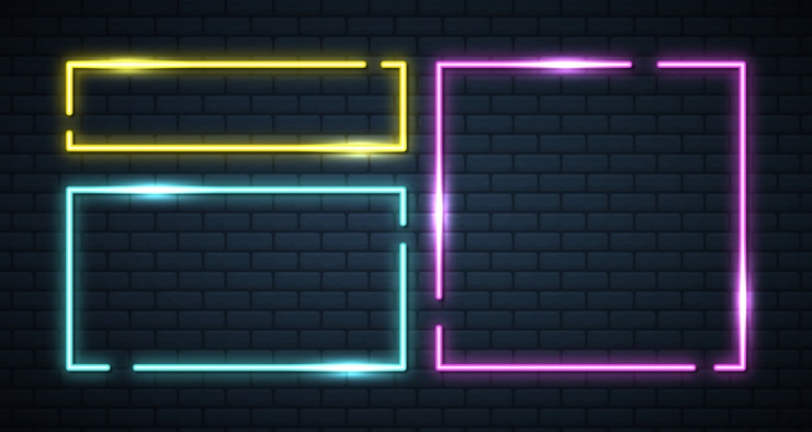 Vector neon lights frame