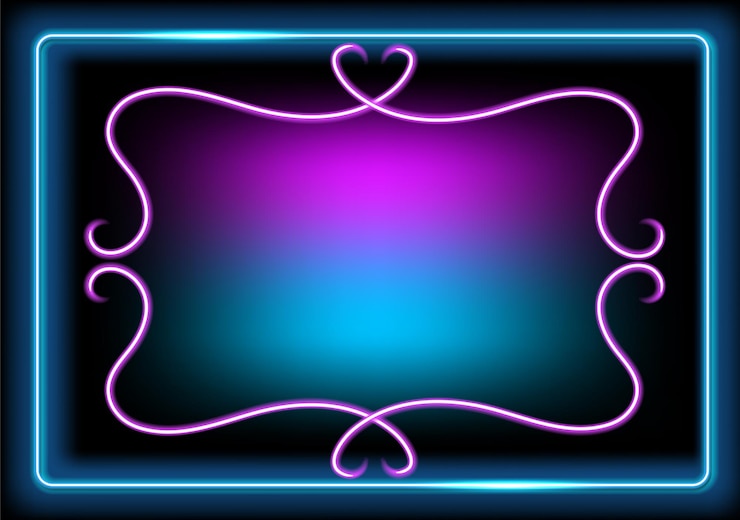 Vector neon luminous frame for decoration signboard