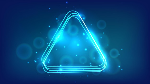 neon rounded triangle frame with shining effects and sparkles