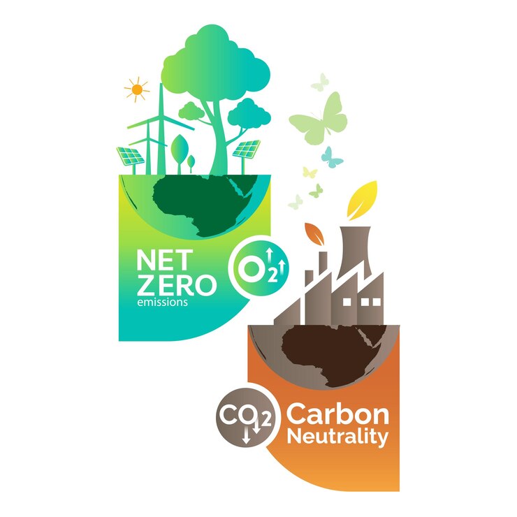 Vector net zero and carbon neutral concept carbon neutrality