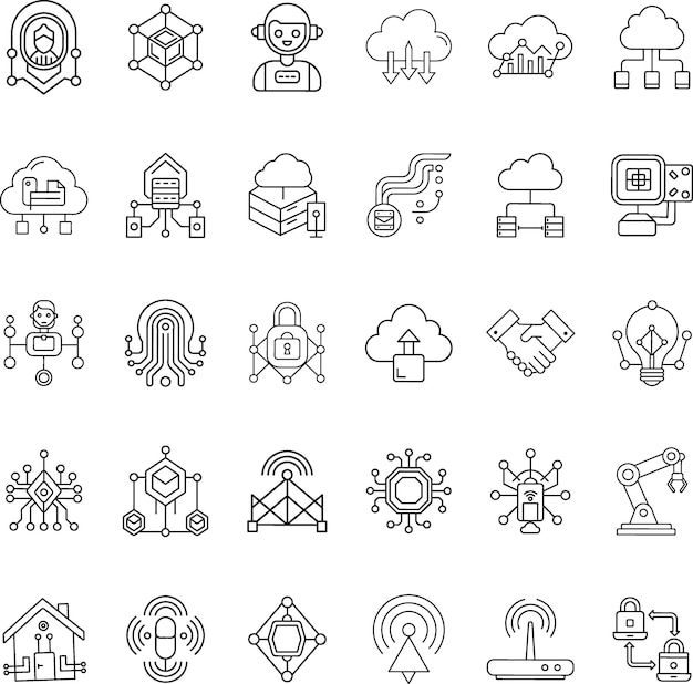 Network Technology Icons Cloud Computing IoT AI Security Automation