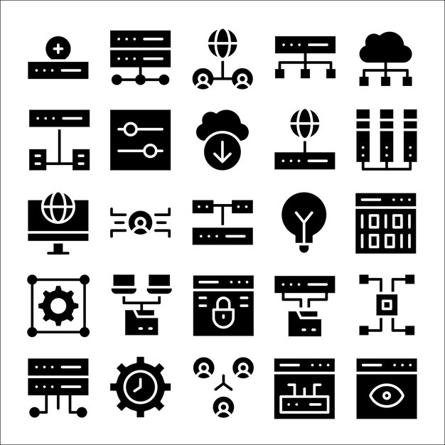 Network Technology Icons Servers Cloud Internet and More