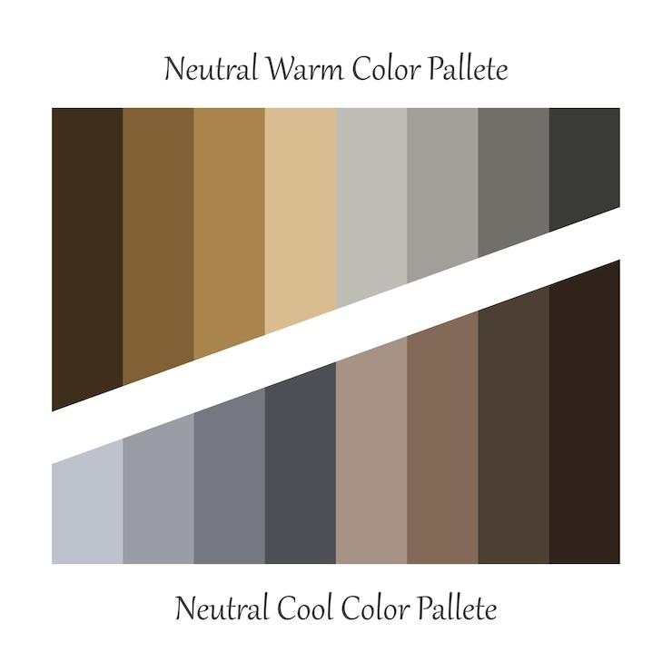 Vector neutral warm and cool color pallete color swatch for fashion home interiors design colour chart