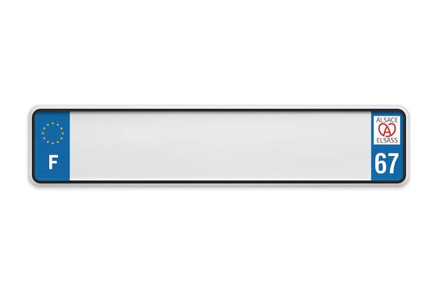 New Car number plate of France Vehicle registration license of french region Alsace