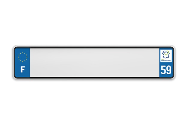 New Car number plate of France Vehicle registration license of french region HautsdeFrance