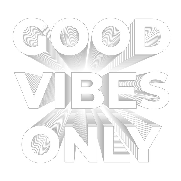 Vector new professional best 3d style good vibes only typography design