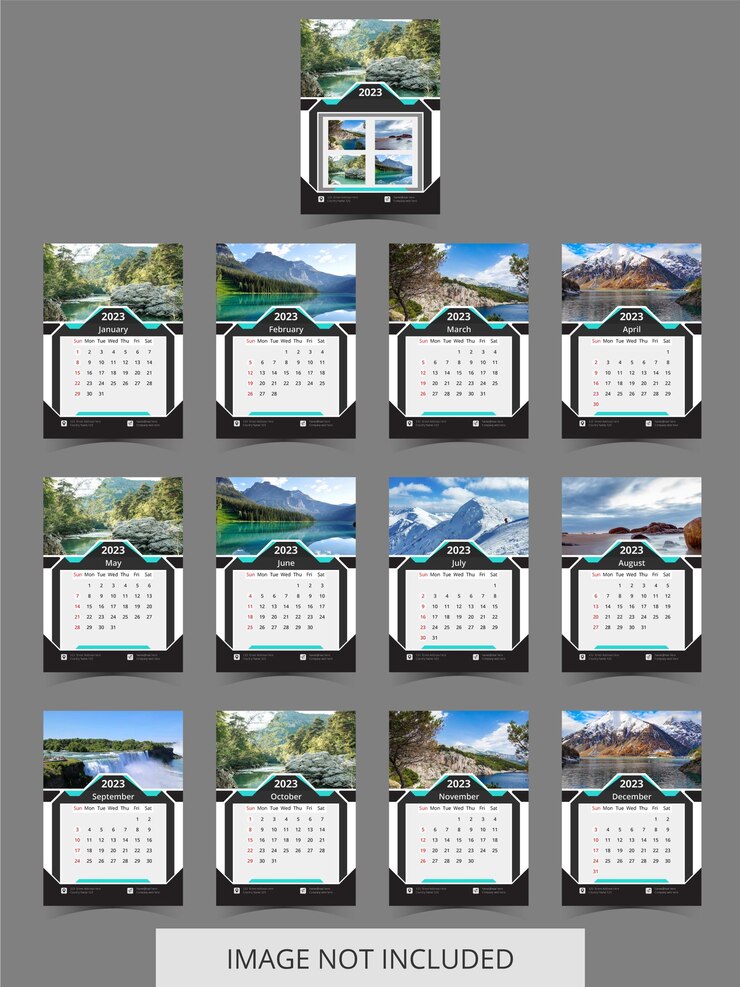 Vector new year wall calendar template design with blue color