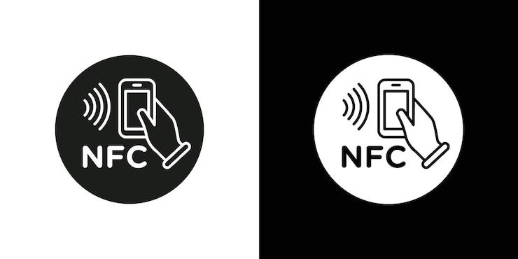 Vector nfc communication icon flat line symbol set