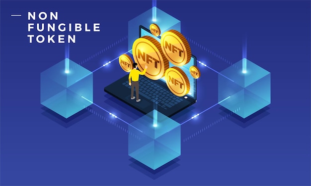 NFT NonFungible Token Illustrations. Flat design concept.