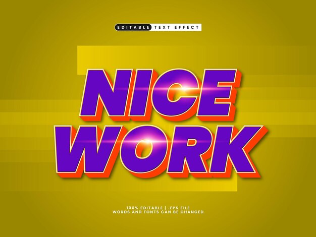 nice work editable text effect in simple and modern text style