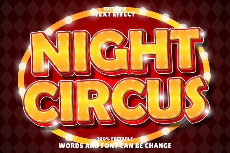 night circus editable text effect emboss modern style