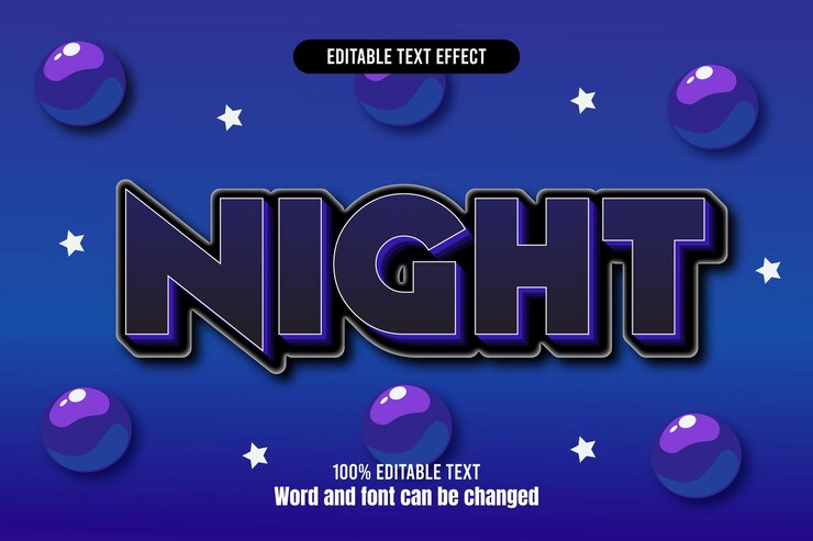 Vector night editable texteffect 3d emboss cartoon