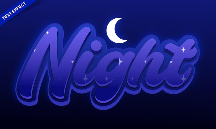 Vector night text effect design vector