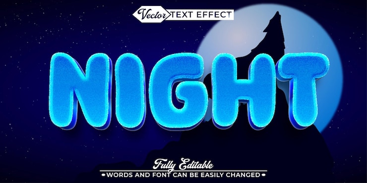 Vector night vector editable text effect template
