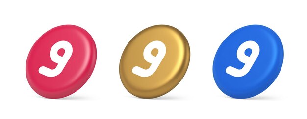 Nine number button calculation math financial budget web app 3d realistic icon