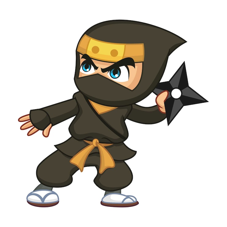 Vector ninja hitam dengan shuriken