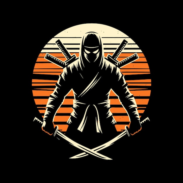 ninja silhouette vector art t shirt design