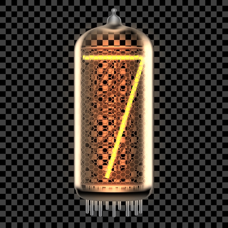 Vector nixie tube indicator lamp with number