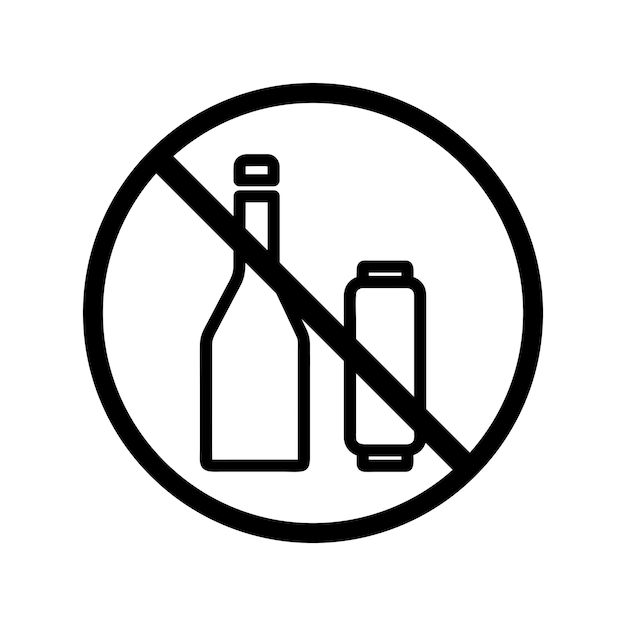 no alcohol outline icons isolated on white background vector graphics