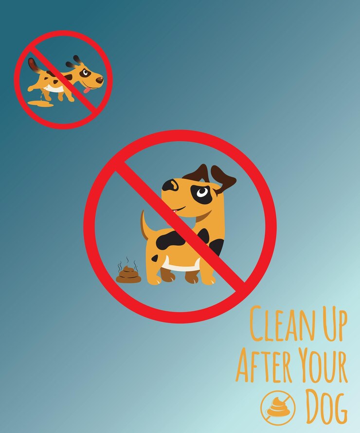 No dog poop and pee vector symbol illustration isolated on blue background