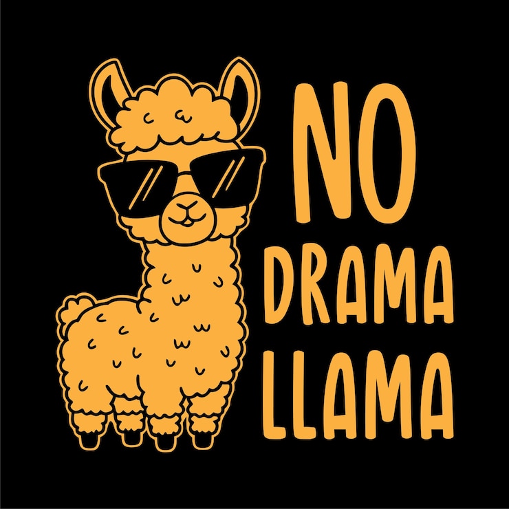 Vector no drama llama funny llama graphic tshirt design