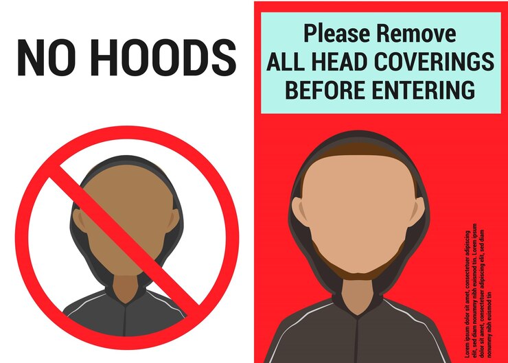 Vector no hoods prohibition signs cartoon characters