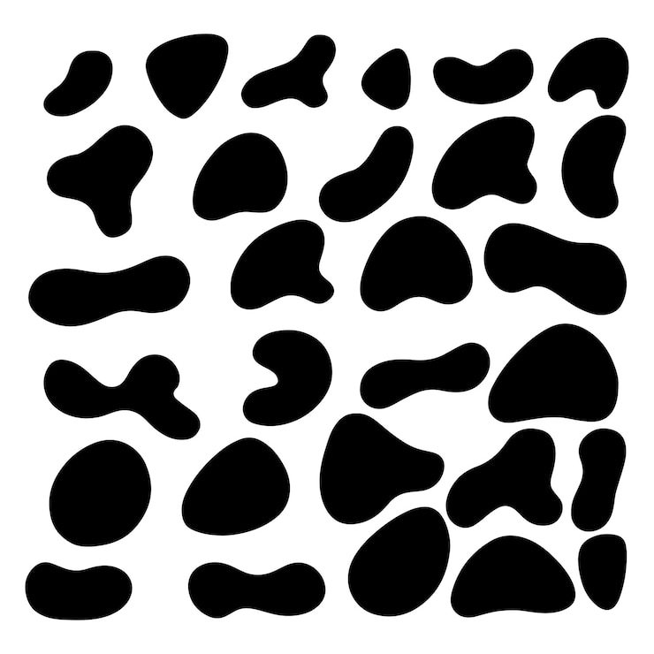 Vector noda acak, noda tinta. gumpalan organik, noda. gumpalan acak pola bulat geometris organik yang diisolasi dengan latar belakang putih. ilustrasi vektor.