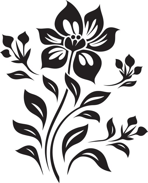 Noir Whispering Inked Botany Vectorized Flora