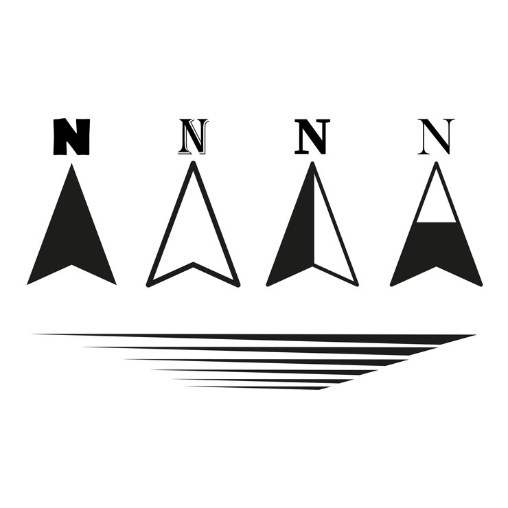 Vector north direction icons black and white various arrow designs vector illustration