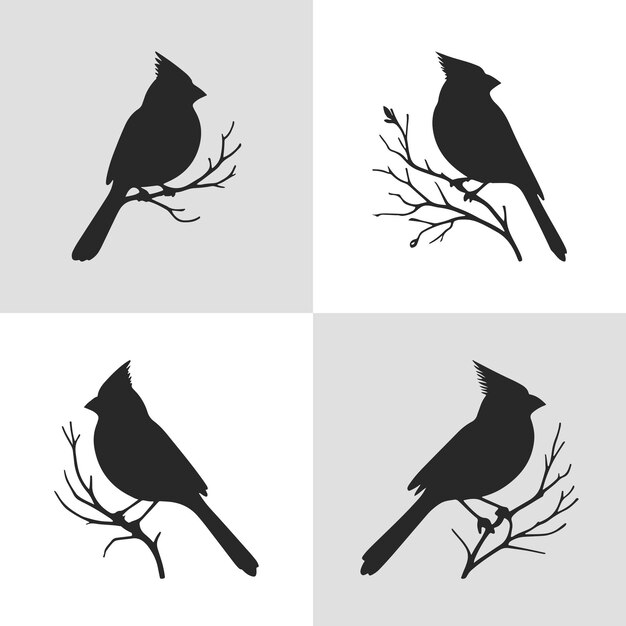 Northern Cardinal Silhouette Vector