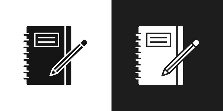 Notebook icon line art vector