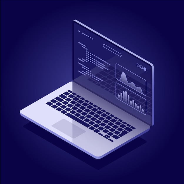 notebook with dashboard on screen