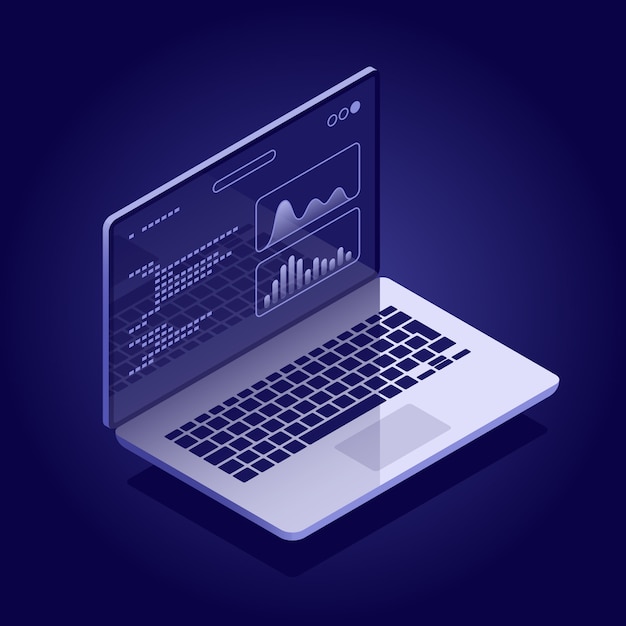notebook with dashboard on screen