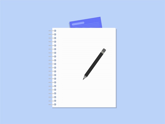 notebook with pencil and envelope on light blue background cute clean and simple notebook