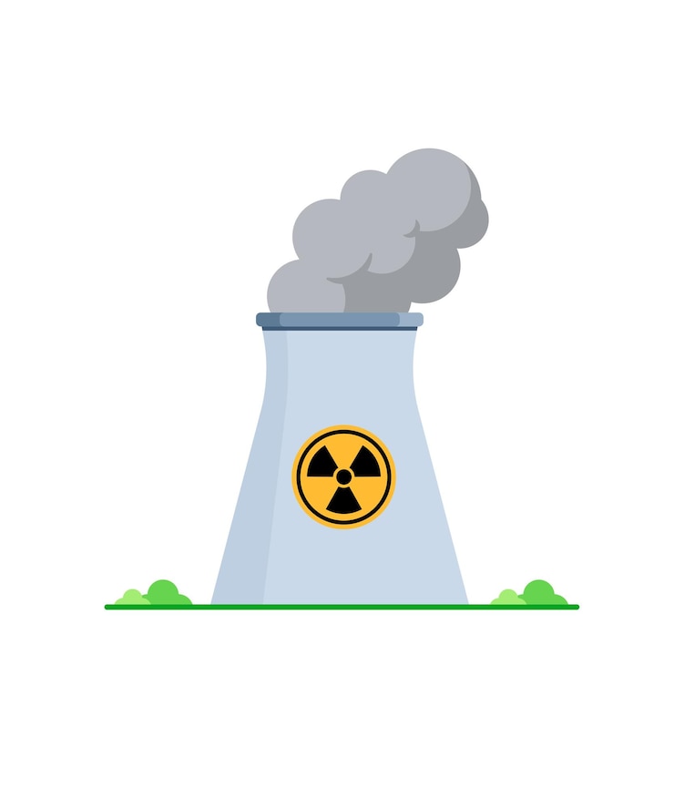 Vector nuclear power plant in flat vector illustration