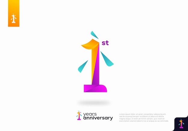 Number 1 logo icon design, 1st birthday logo number, anniversary 1, 1st anniversary