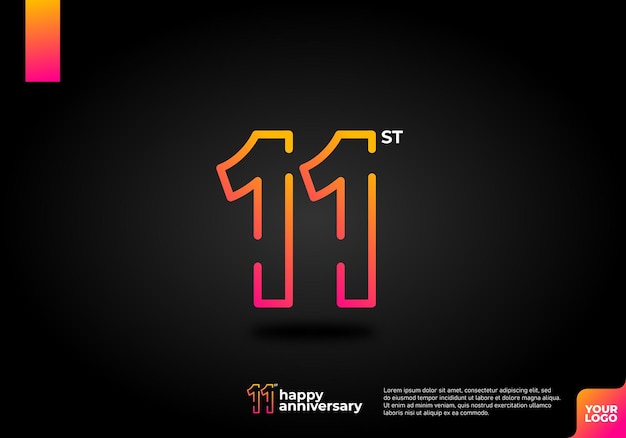 Number 11 logo icon design 11st birthday logo number anniversary 11