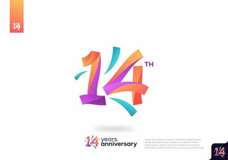 Number 14 logo icon design, 14th birthday logo number, anniversary 14