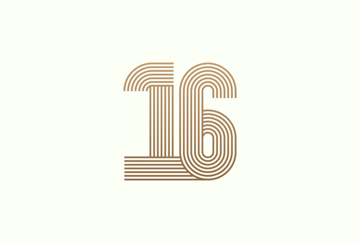 Vector number 16 logo monogram number 16 logo multi line style usable for business logos and anniversary
