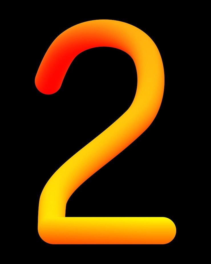 Vector number 2 in molten metal and black background