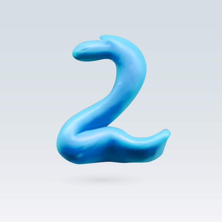 Vector number two blue color isolated on background