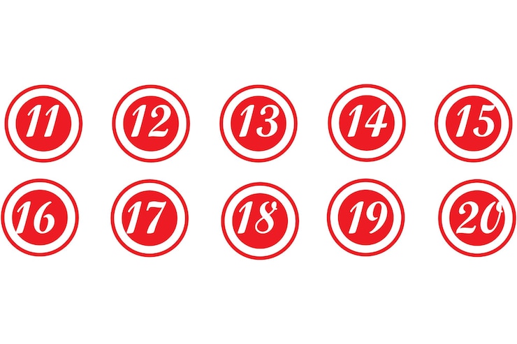 Vector numbers 11 to 20 in red circles