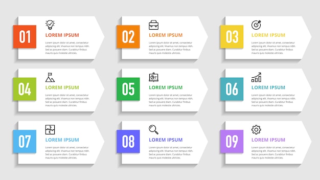 numbers infographic for business options, steps, processes