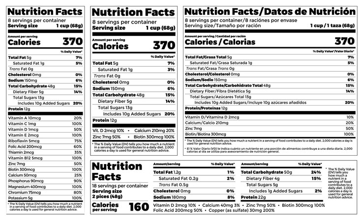 Nutrition Facts Label design template for food content Vector serving fats and diet calories list for fitness healthy dietary supplement protein sport nutrition facts American standard guideline