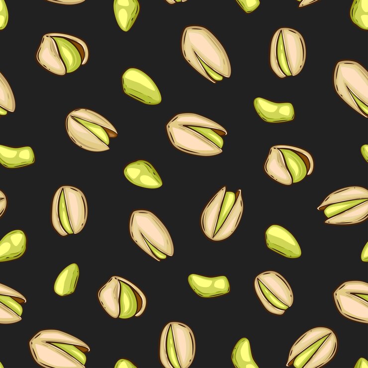 Nuts seamless pattern Pistachio background Organic food concept Nuts pattern for fabric packaging