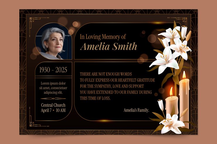 Vector obituary realistic illustration