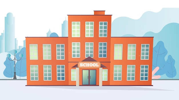   of a school building. School in a flat style.