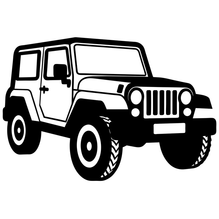 Off Road Jeep vector silhouette white background 3